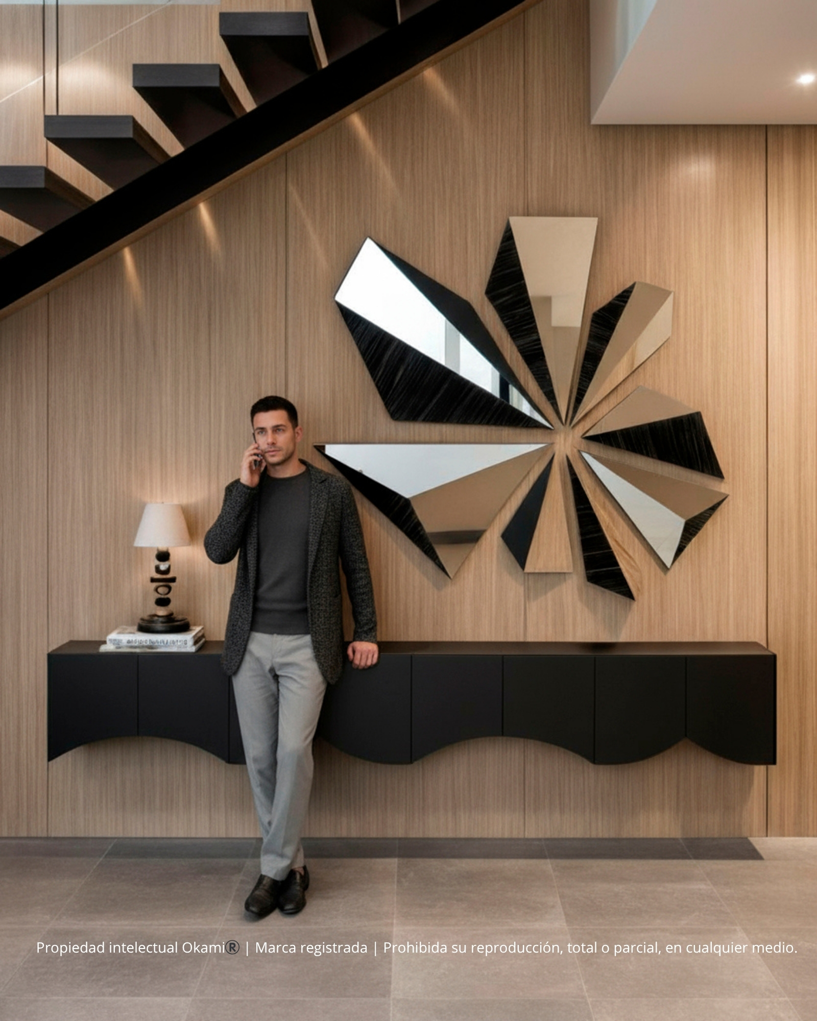 SOL FRACTAL - ENCHAPE NEGRO CON 2 ESPEJOS - FRENTE